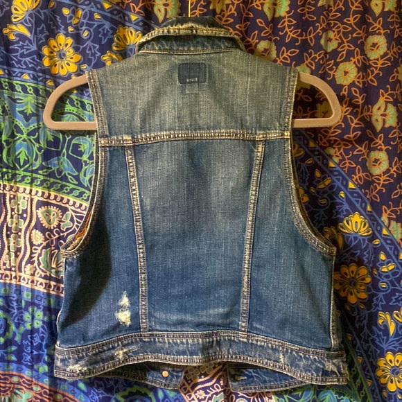 Cropped retro distressed American eagle Jean ombré vest size medium fits small - Picture 4 of 4